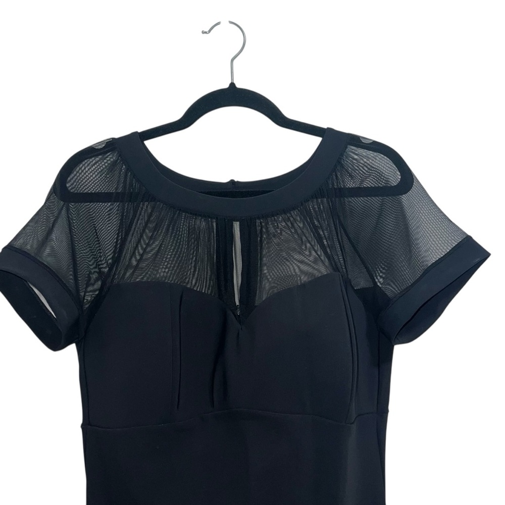 NEW NWT Chiara Boni La Petite Robe Floria Short Sleeve Illusion Midi Dress Black - Picture 4 of 11